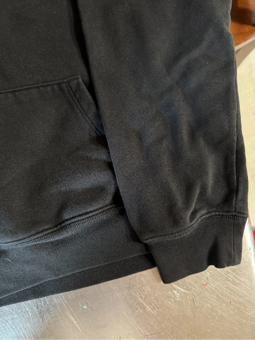 GAP KIDS Black Crewneck Hoodie with Raised Logo